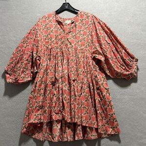 House of Sundar Dress Women’s Size Small Floral Cotton Boho India Cottage Midi